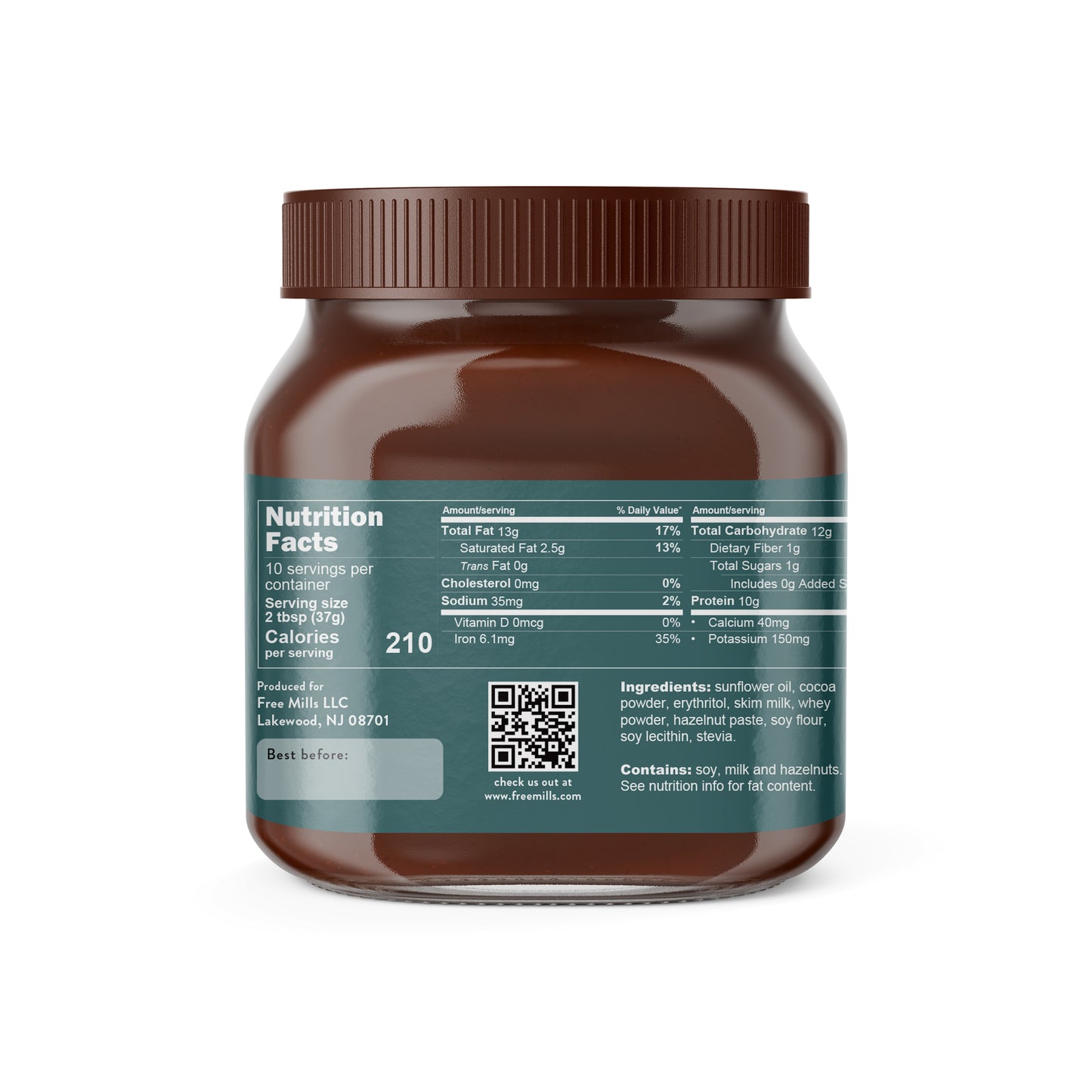 FREATS Chocolate Hazelnut Spread, No Sugar Added